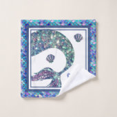 Zeemeermin schalen patroon monogram meisjes naam bad handdoek (Wasdoekje)