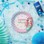 Zeemeermin schalen patroon verjaardagsfeestje Papi Papieren Bordje (Feest)