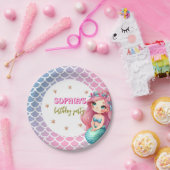 Zeemeermin schalen patroon verjaardagsfeestje Papi Papieren Bordje (Feest)