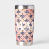 Zeemeermin schalen roze paarse monogram initialen geïsoleerde drinkbeker (Voorkant)
