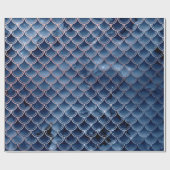 Zeemeermin Schalen Roze Rose Glitter Blauw Navy Br Cadeaupapier (Vlak)