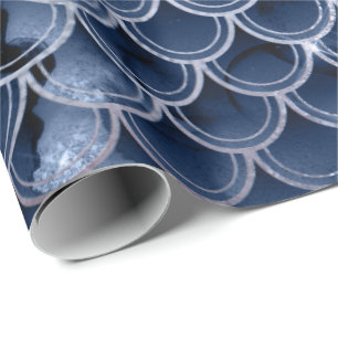 Zeemeermin Schalen Roze Rose Glitter Blauw Navy Br Cadeaupapier