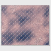 Zeemeermin Schalen Roze Rose Glitter Navy Blush Sp Cadeaupapier (Vlak)
