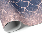 Zeemeermin Schalen Roze Rose Glitter Navy Blush Sp Cadeaupapier (Rol Hoek)