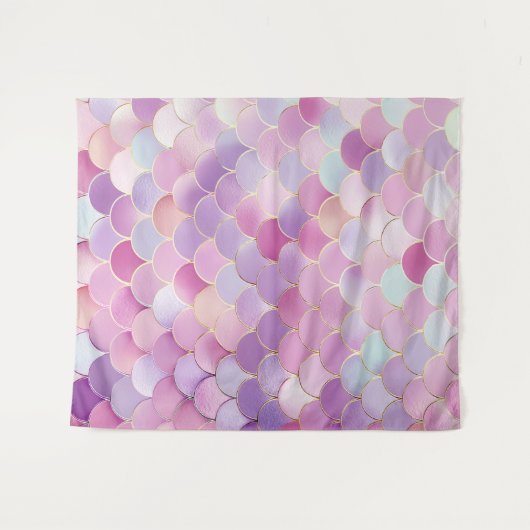 Zeemeermin schalen verjaardagsfeestje Tapestry Wandkleed (Voorkant (horizontaal))