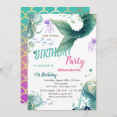 Zeemeermin Schalen Zomer Verjaardagsfeest Kaart (Voorkant / Achterkant)