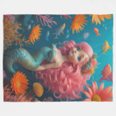 Zeemeermin schattig roze fleece deken (Voorkant (Horizontaal))