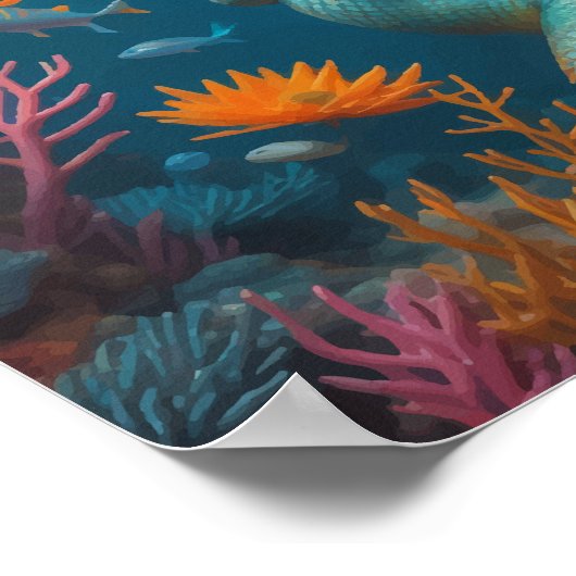 Zeemeermin schattig roze poster (Hoek)