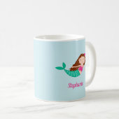 Zeemeermin Schattige gepersonaliseerd blauw Koffiemok (Voorkant rechts)