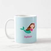 Zeemeermin Schattige gepersonaliseerd blauw Koffiemok (Links)