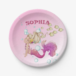Zeemeermin Schattige roze persoonlijk roze papier  Papieren Bordje