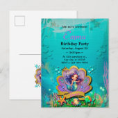 Zeemeermin, Schelp, Zee Dieren Vrienden, Koraalrif Uitnodiging Briefkaart (Voorkant / Achterkant)