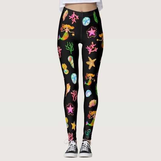 Zeemeermin & Schelpen Strand Vibe Leggings (Voorkant)