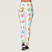Zeemeermin & Schelpen Strand Vibe Wit Leggings (Achterkant)