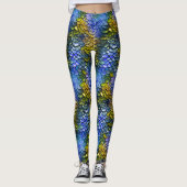 Zeemeermin Schubben Blauw Geel Draak Leggings (Voorkant)