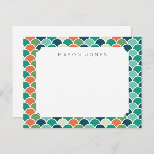 Zeemeermin Schubben Multi Kleur Gepersonaliseerd K Notitiekaartje (Voorkant / Achterkant)