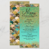 Zeemeermin Schubben Multi Kleur Glitter Glam Feest Menu (Voorkant / Achterkant)