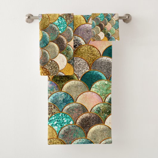 Zeemeermin Schubben Multi Kleur Glitter Glam Moder Bad Handdoek (Insitu)