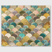 Zeemeermin Schubben Multi Kleur Glitter Glam Trend Cadeaupapier (Vlak)