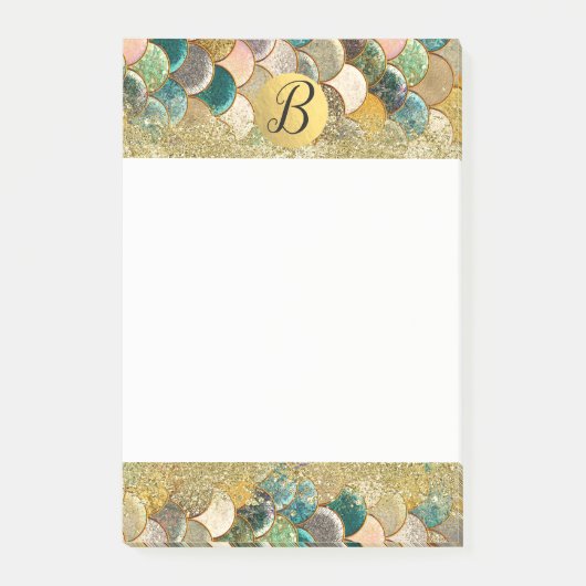 Zeemeermin Schubben Multi Kleur Glitters Glam Mono Post-it® Notes (Voorkant)