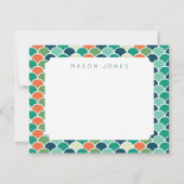 Zeemeermin Schubben Multi Kleur Persoonlijk Kinder Notitiekaartje (Voorkant)