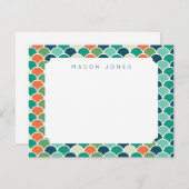 Zeemeermin Schubben Multi Kleur Persoonlijk Kinder Notitiekaartje (Voorkant / Achterkant)