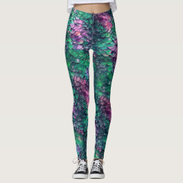 Zeemeermin Schubben Paarse en Groene Leggings