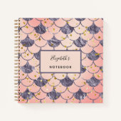 Zeemeermin schubben roze paars notitieboek (Voorkant)
