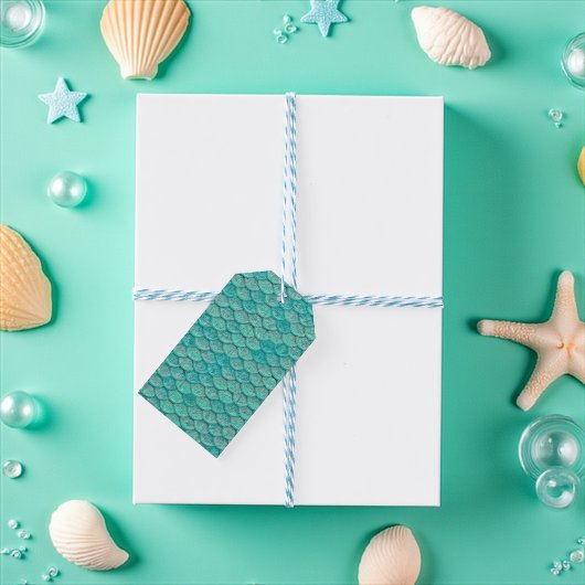Zeemeermin Schubben Zee Groen Turquoise  Cadeaulabel