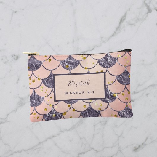 Zeemeermin schubt roze paarse naam etui