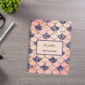 Zeemeermin schubt roze perzik paarse notitieboek