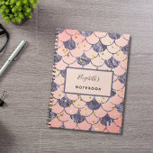 Zeemeermin schubt roze perzik paarse notitieboek