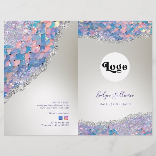 Zeemeermin sequin faux folie service menubrochure (Voorkant)