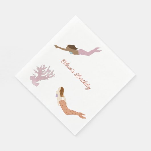 Zeemeermin servetten voor kinderen verjaardag (Hoek)