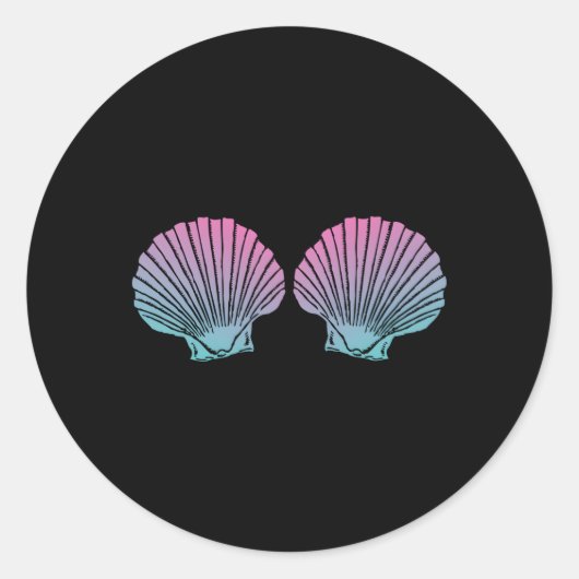 Zeemeermin Shell Seashell Py Ronde Sticker (Voorkant)