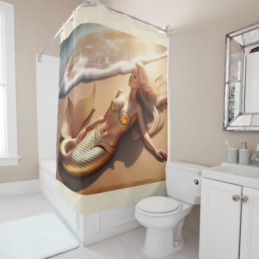 Zeemeermin Shoreline Douchegordijn (In situ)