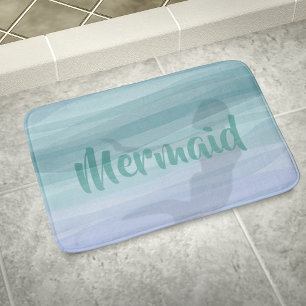Zeemeermin Silhouet Aqua Blue Ocean Custom Badmat
