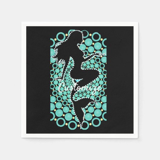 Zeemeermin Silhouet in Bubbles Thunder_Cove Servet (Voorkant)