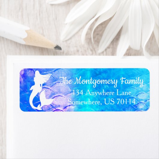 Zeemeermin Silhouet & Schalen | Achternaam Etiket (Insitu)