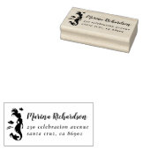 Zeemeermin Silhouet Script Naam & Retouradres Rubberstempel (Gestempeld)