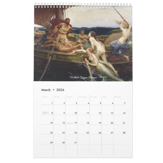 Zeemeermin Siren Classic Paintings Kalender (Mar 2026)