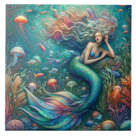 Zeemeermin Siren's Coral Kingdom - Ocean Fantasy T Tegeltje (Voorkant)