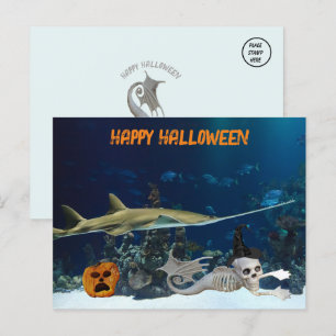 Zeemeermin Skelet Onder Het Zee Halloween Briefkaa Briefkaart
