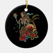 Zeemeermin Skelet Traditional Tattoo Old School Ha Keramisch Ornament (Voorkant)