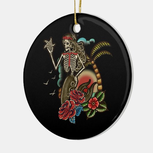 Zeemeermin Skelet Traditional Tattoo Old School Ha Keramisch Ornament (Links)
