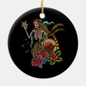 Zeemeermin Skelet Traditional Tattoo Old School Ha Keramisch Ornament (Achterkant)