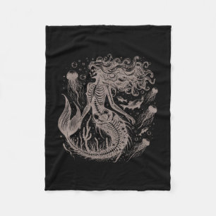 Zeemeermin skelet zee oceaan dier gotische grunge fleece deken