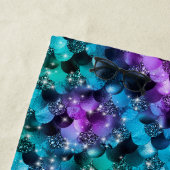 Zeemeermin Skin Blauwgroen Silver Faux Glitter Mon Strandlaken (In situ)