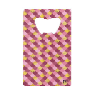 *~* Zeemeermin Skin Faux Gold Folie Magenta Roze Creditkaart Flessenopener
