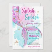 Zeemeermin Splish Splash Birthday Bash Meisje Goud Kaart (Voorkant)